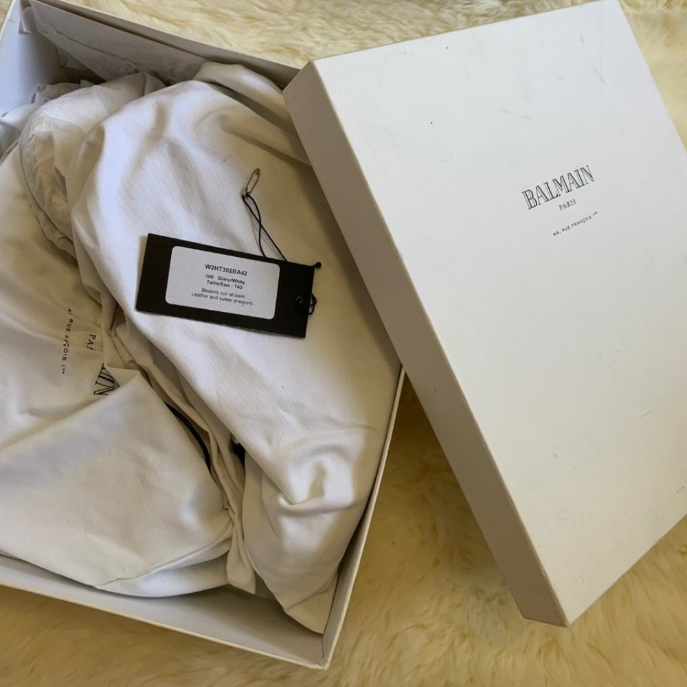 Balmain high top suede Velcro sneakers, size 42